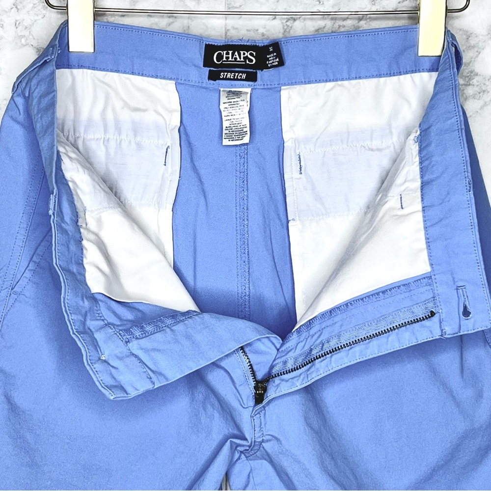 Chaps Mens Blue Y2K Flat Front Stretch Chino Shorts Size 32 - Picture 5 of 7